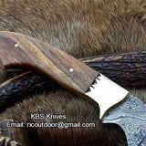 "Timber Strike" Custom Handmade Damascus Fixed-Blade Hunting Knife, 9-Inch with Rosewood Handle | KBS Knives Store