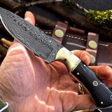 Full Tang Custom Handmade Raindrop Damascus Steel Hunting Knife