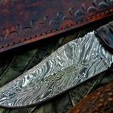 Custom Handmade Firestorm Damascus Steel Hunting Skinning Knife