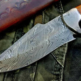 Custom Handmade Damascus Steel Hunting Skinning Camping Knife