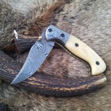 Everyday Carry Damascus Steel Folding Pocket Knife with Bone Handle – The BoneCraft