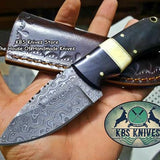Custom Handmade Raindrop Damascus Steel Skinning Knife