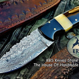 Custom Handmade Raindrop Damascus Steel Skinning Knife