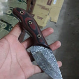 damascus rain drop pattern skinning knife