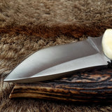 Compact D2 Steel Field Dressing Deer Skinning Knife – 6.5 Inch Blade with Bone Handle