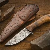 Full Tang Custom Handmade Firestorm pattern Damascus Steel Hunting Skinning Knife