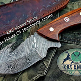 Custom Handmade Damascus Steel Guthook Skinning Knife