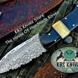 Custom Handmade Raindrop Damascus Steel Skinning Knife