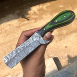 Luxury Traditional Straight Razor with Full Tang Damascus Steel Blade and Exotic Pakka Wood Handle - Includes Leather Case - KBS Knives Store Exclusive