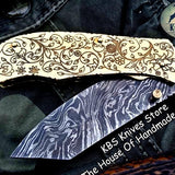 Custom Handmade Damascus Steel Folding Pocket Knife
