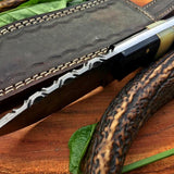 Custom Handmade Raindrop Damascus Steel Hunting EDC Skinning Knife