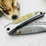 Custom Handmade Damascus Steel Blade Folding Pocket Knife