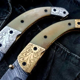 Custom Handmade Damascus Steel Folding Pocket Knives ( Deal )