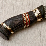 Custom Handmade Damascus Hunting Knife with Leather Sheath