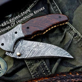 Custom Handmade Damascus Steel Folding Pocket Knife