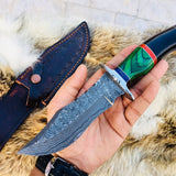 Custom Handmade Hunting Knife with Damascus Steel Blade