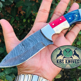 Custom Handmade Twist Damascus Steel Hunting Skinning Knife
