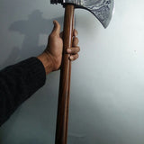 Damascus Steel Handmade Custom Viking Smoke Pine Tomahawk Axe with Rosewood Handle and Leather Sheath - By KBS Knives Store