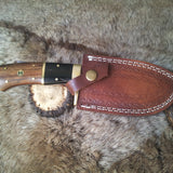 Fixed Blade Guthook Knife - 1095 High Carbon Steel & Rosewood/Buffalo Horn Handle