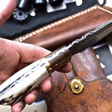 Custom Handmade Damascus Wood-New Zealand Red Stag Hunting Skinning Knife