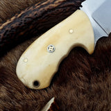 Compact D2 Steel Field Dressing Deer Skinning Knife – 6.5 Inch Blade with Bone Handle