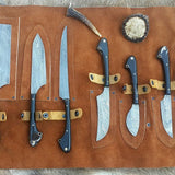 Wild Game Processors – 6-Piece Damascus Steel Knife Set with Buffalo Horn Handles