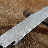 Custom Handmade Wild Pig Hunter Bowie Knife with Raindrops Damascus Steel Blade and Black Micarta Handle - 16 Inches