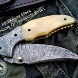 Custom Handmade Damascus Steel Folding Pocket Knife