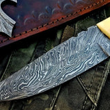 Custom Handmade Damascus Steel Hunting Skinning Knife