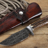 Custom Handmade Musso Old Style Damascus Steel Blade Skinning/Hunting Knife