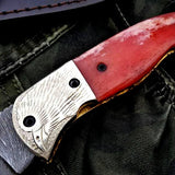 Custom Handmade Damascus Steel Folding Pocket Knife
