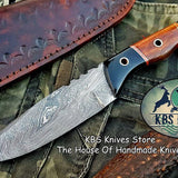 Custom Handmade Damascus Steel Hunting Skinning Knife