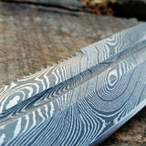 Handcrafted Tanto Hunting Knife in Damascus Steel with Blood Groove