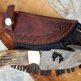 Damascus steel handmade gut hook skinner knife