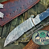 Custom Handmade Damascus Steel Hunting Skinning Knife