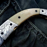 Custom Handmade Damascus Steel Folding Pocket Knife