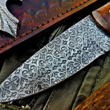 Custom Handmade Damascus Steel Hunting Skinning Knife