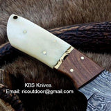 Custom Handmade Lamb Skinner Knife – Damascus Steel with Bone & Rosewood Handle