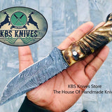 Full Tang Custom Handmade Twist Damascus Steel Hunting Knife