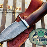 New Custom Handmade Raindrop Damascus Steel Skinning Hunting Knives