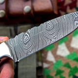 Custom Handmade Damascus Bushcraft Hunting Skinning Skinner Micarta Knife