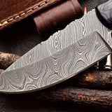 Custom Handmade Twist Damascus WIDE Deer - Elk Hunting Skinner EDC Knife