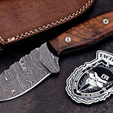Custom Handmade Damascus Exotic Black Walnut Burl Wood Hunting Knife
