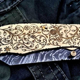Custom Handmade Damascus Steel Folding Pocket Knife