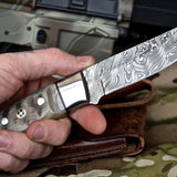 Damascus steel skinning knife