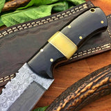 Custom Handmade Raindrop Damascus Steel Hunting Skinning Knife