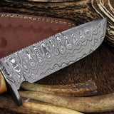 KBS Knives: Custom Handmade Damascus Hunting Knife | 12 Inches | Colored Camel Bone Handle