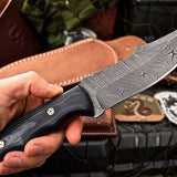 Custom Handmade Hunters Knife with Damascus Steel Blade