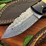 Custom Handmade Raindrop Damascus Steel Hunting EDC Skinning Knife