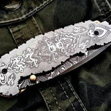 Custom Handmade Damascus Steel Folding Pocket Knife